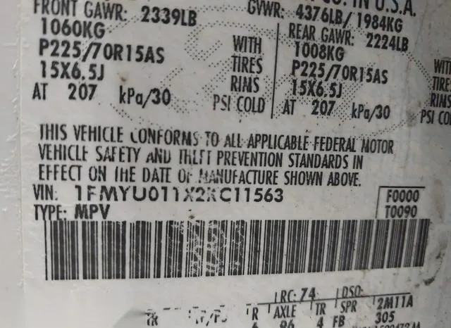 1FMYU011X2KC11563 2002 2002 Ford Escape- Xls 9