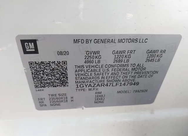 1GYAZAR47LF147949 2020 2020 Cadillac XT4- Fwd Luxury 9