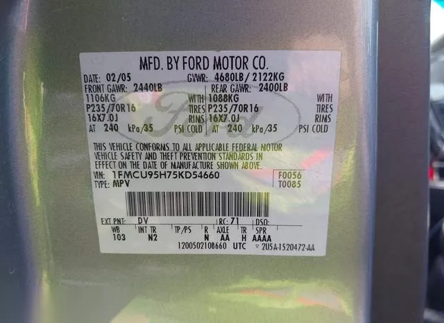 1FMCU95H75KD54660 2005 2005 Ford Escape- Hybrid 9