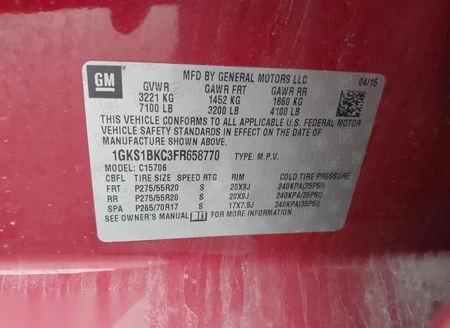 1GKS1BKC3FR658770 2015 2015 GMC Yukon- Slt 9