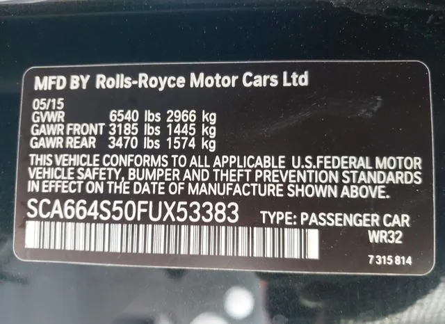 SCA664S50FUX53383 2015 2015 Rolls-Royce Ghost 9