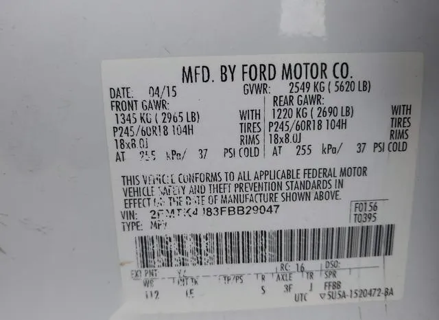 2FMTK4J83FBB29047 2015 2015 Ford Edge- Sel 9