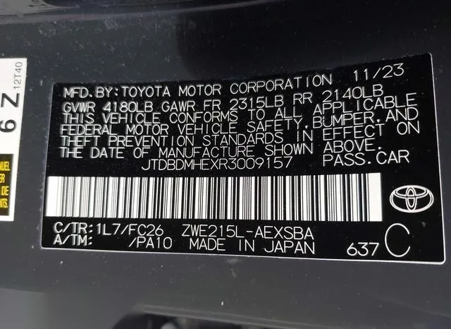 JTDBDMHEXR3009157 2024 2024 Toyota Corolla- Hybrid Se 9