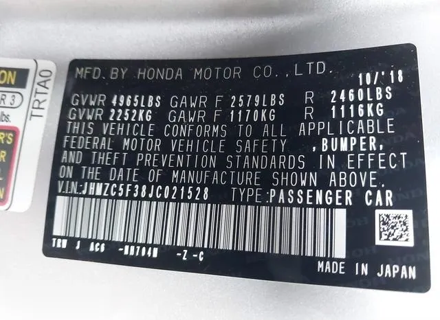 JHMZC5F38JC021528 2018 2018 Honda Clarity- Plug-In Hybrid T 9