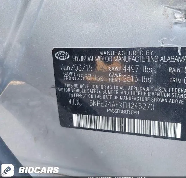 5NPE24AFXFH246270 2015 2015 Hyundai Sonata- SE 9