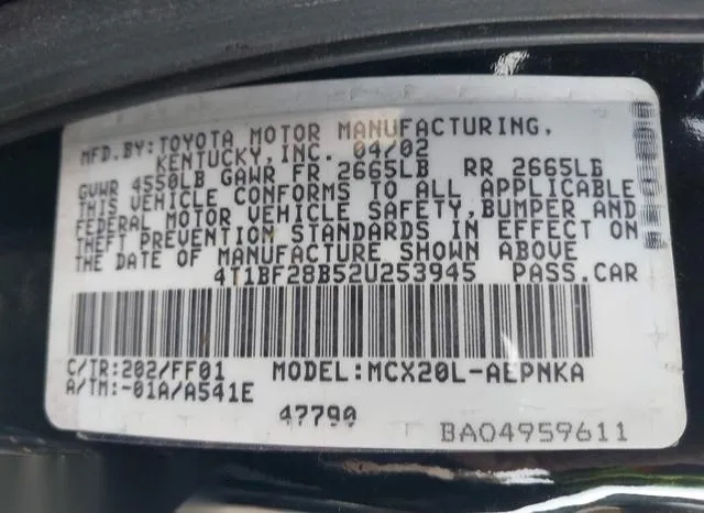 4T1BF28B52U253945 2002 2002 Toyota Avalon- XL 9