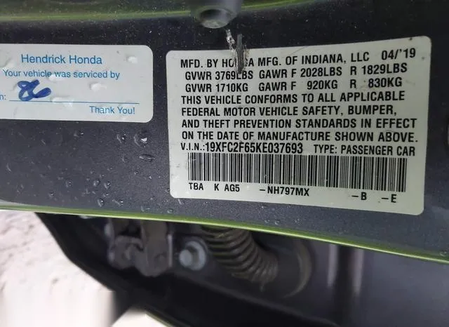 19XFC2F65KE037693 2019 2019 Honda Civic- LX 9