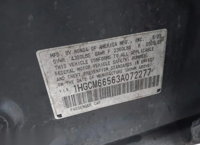 1HGCM66563A072277 2003 2003 Honda Accord- 3-0 EX 9