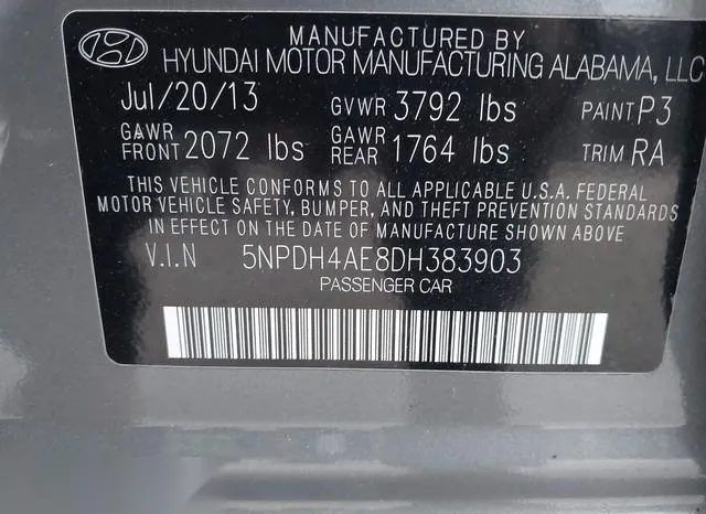 5NPDH4AE8DH383903 2013 2013 Hyundai Elantra- Gls 9