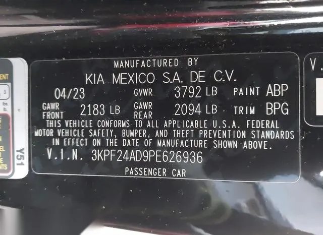 3KPF24AD9PE626936 2023 2023 KIA Forte- Lxs 9