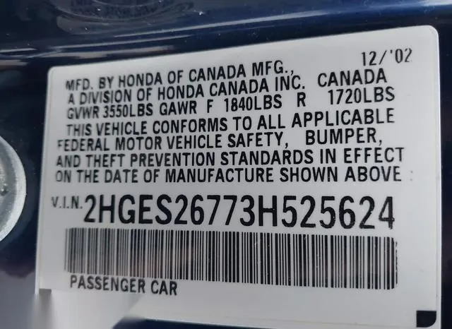 2HGES26773H525624 2003 2003 Honda Civic- EX 9