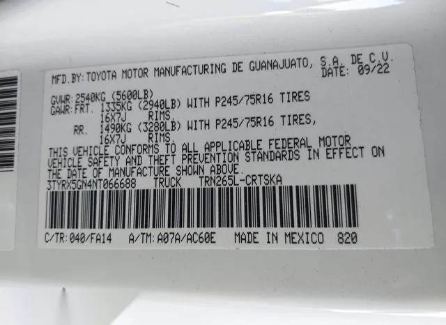 3TYRX5GN4NT066688 2022 2022 Toyota Tacoma- SR 9