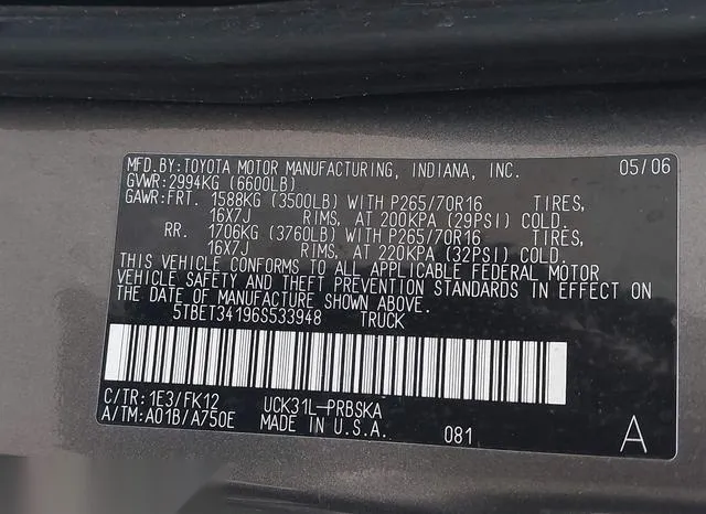 5TBET34196S533948 2006 2006 Toyota Tundra- Sr5 V8 9