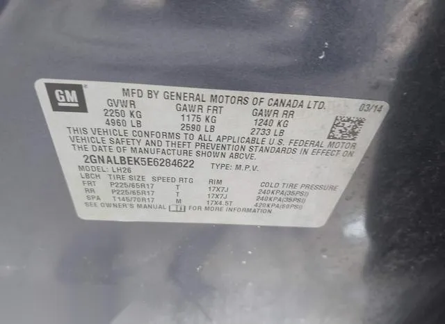 2GNALBEK5E6284622 2014 2014 Chevrolet Equinox- 1LT 9