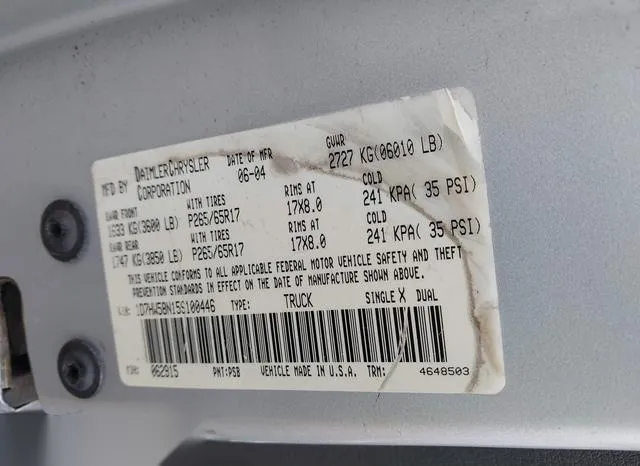 1D7HW58N15S100446 2005 2005 Dodge Dakota- Laramie 9