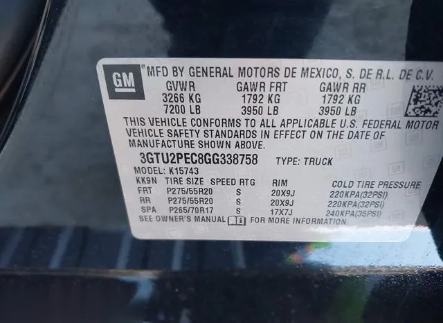 3GTU2PEC8GG338758 2016 2016 GMC Sierra- 1500 Denali 9