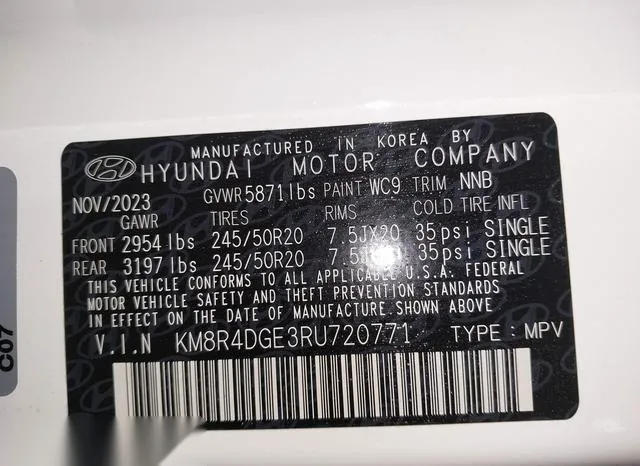 KM8R4DGE3RU720771 2024 2024 Hyundai Palisade- Sel 9