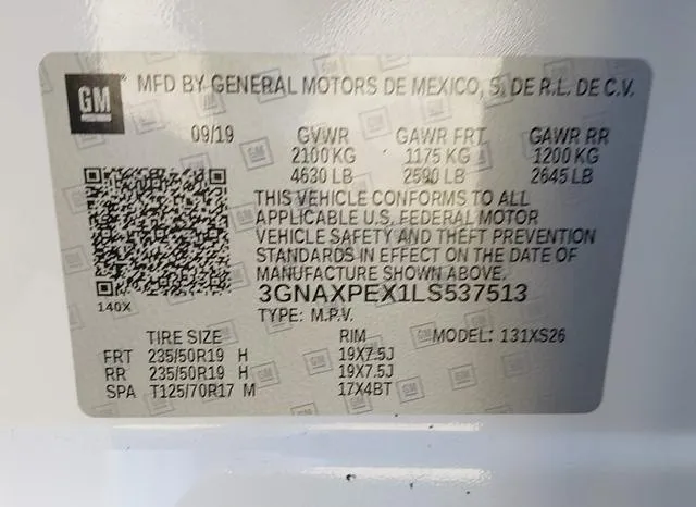 3GNAXPEX1LS537513 2020 2020 Chevrolet Equinox- Fwd Premier 9