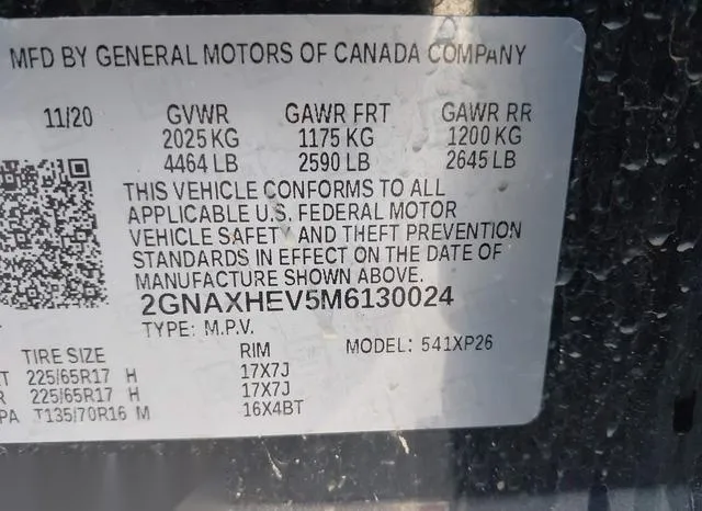 2GNAXHEV5M6130024 2021 2021 Chevrolet Equinox- Fwd Ls 9