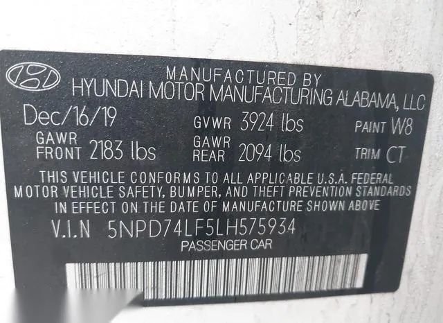 5NPD74LF5LH575934 2020 2020 Hyundai Elantra- SE 9