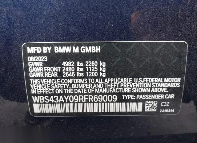 WBS43AY09RFR69009 2024 2024 BMW M3- Competition Xdrive 9