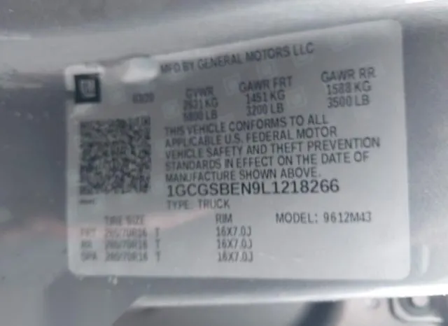 1GCGSBEN9L1218266 2020 2020 Chevrolet Colorado- 2Wd  Short 9