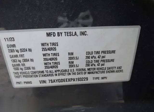 7SAYGDEEXPA193229 2023 2023 Tesla Model Y- Awd/Long Range D 8