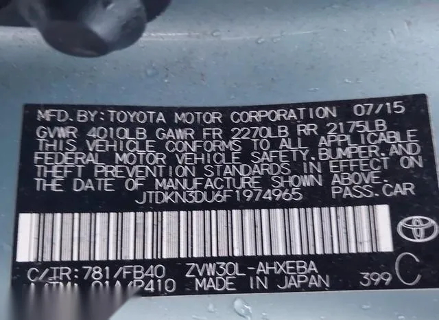 JTDKN3DU6F1974965 2015 2015 Toyota Prius- Two 9