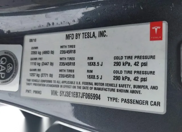 5YJ3E1EB7JF065994 2018 2018 Tesla Model 3- Long Range/Perfo 9