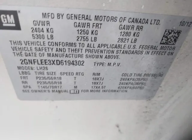 2GNFLEE3XD6194302 2013 2013 Chevrolet Equinox- 1LT 9