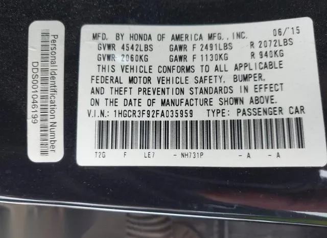 1HGCR3F92FA035959 2015 2015 Honda Accord- Touring 9