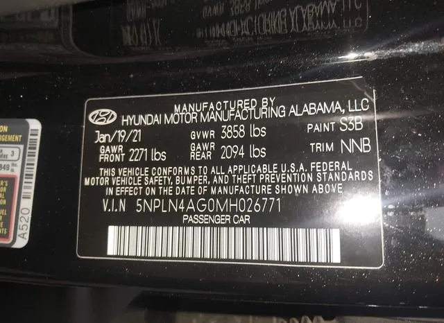 5NPLN4AG0MH026771 2021 2021 Hyundai Elantra- Sel 9