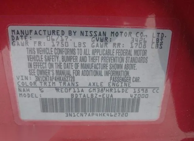 3N1CN7AP4HK462720 2017 2017 Nissan Versa- 1-6 SV 9