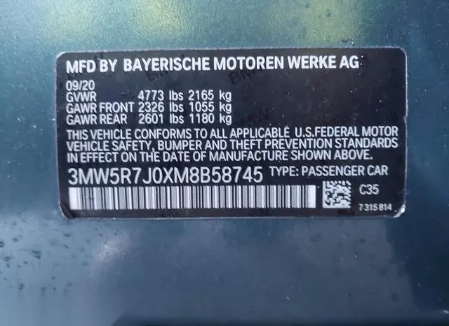 3MW5R7J0XM8B58745 2021 2021 BMW 3 Series- 330I Xdrive 9