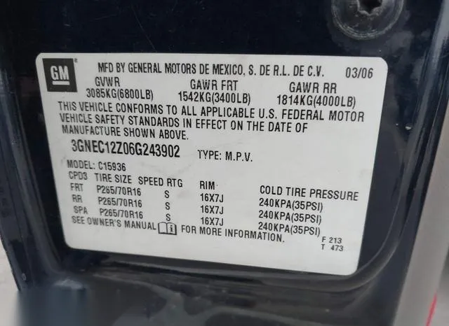 3GNEC12Z06G243902 2006 2006 Chevrolet Avalanche 1500- LS 9