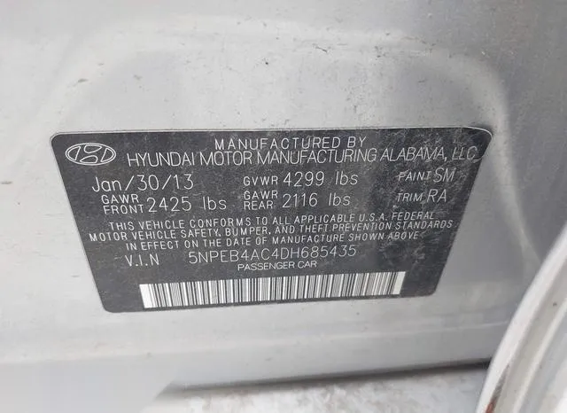 5NPEB4AC4DH685435 2013 2013 Hyundai Sonata- Gls 9