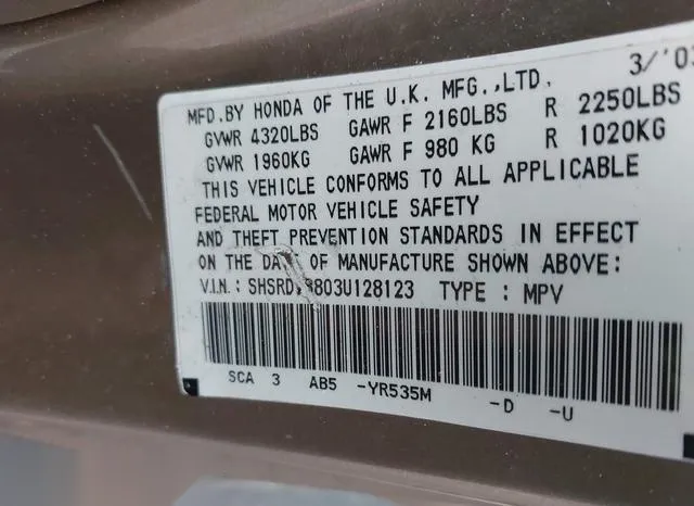 SHSRD78803U128123 2003 2003 Honda CR-V- EX 9