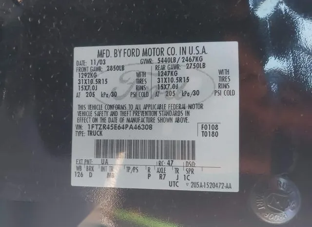 1FTZR45E64PA46308 2004 2004 Ford Ranger- Edge/Tremor/Xlt 9