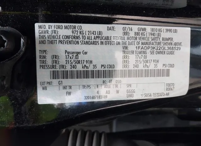 1FADP3K22GL368529 2016 2016 Ford Focus- SE 9