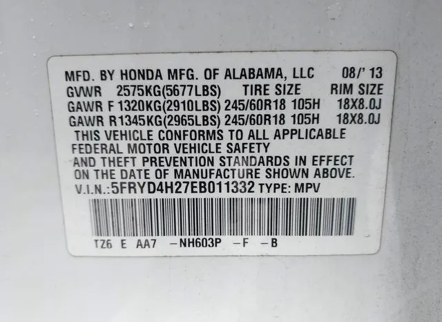 5FRYD4H27EB011332 2014 2014 Acura MDX 9