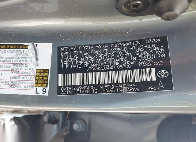 JTDKB20U440105308 2004 2004 Toyota Prius 9