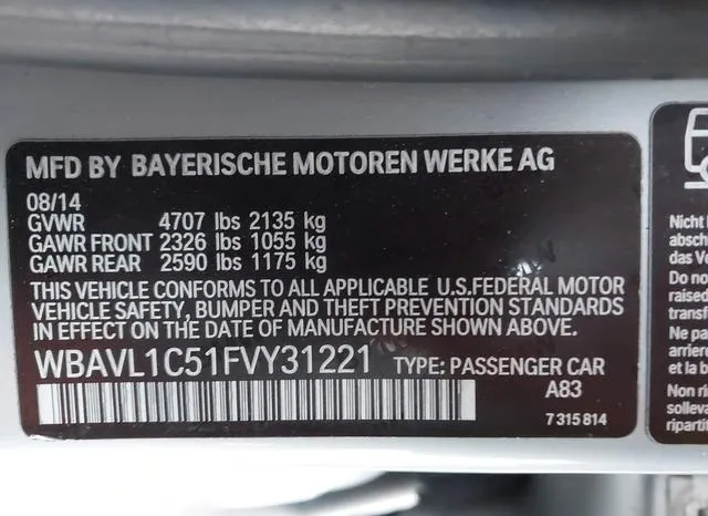 WBAVL1C51FVY31221 2015 2015 BMW X1- Xdrive28I 9