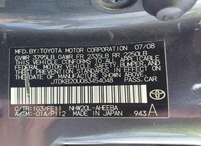 JTDKB20U083454048 2008 2008 Toyota Prius 9