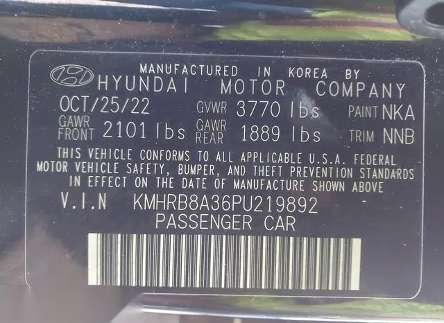 KMHRB8A36PU219892 2023 2023 Hyundai Venue- SE 9