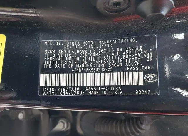 4T1BF1FK9EU765225 2014 2014 Toyota Camry- L 9