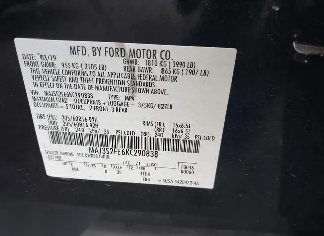 MAJ3S2FE6KC290838 2019 2019 Ford Ecosport- S 9