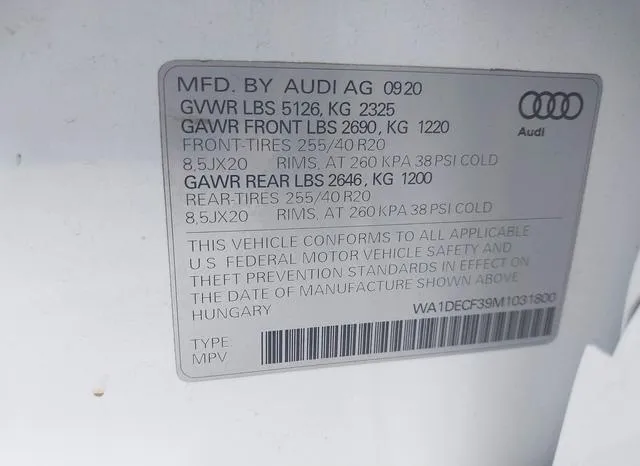 WA1DECF39M1031800 2021 2021 Audi Q3- Premium 45 Tfsi S Line 9