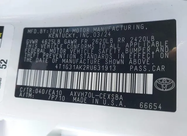 4T1G31AK2RU631913 2024 2024 Toyota Camry- Hybrid SE 9