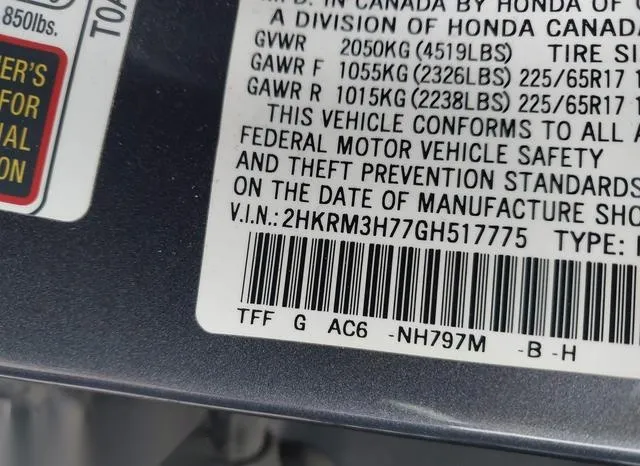 2HKRM3H77GH517775 2016 2016 Honda CR-V- Ex-L 9