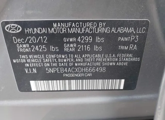 5NPEB4ACXDH666498 2013 2013 Hyundai Sonata- Gls 9